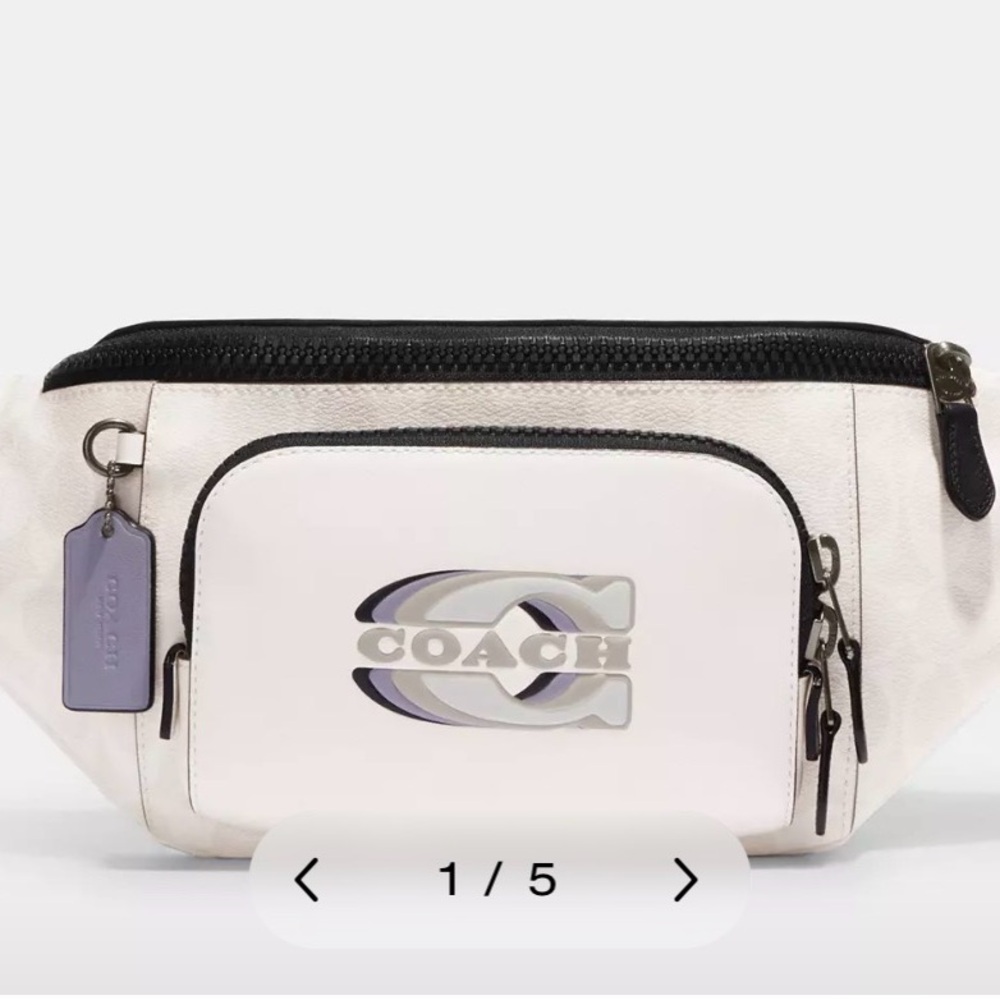 Coach White and Black Belt Bag
